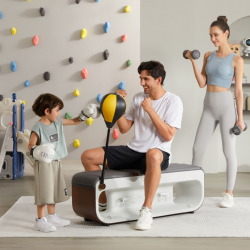 Banca de fitness multifunctionala Xiaomi KingSmith FBB1C, 2 grade de inclinare, Pliabil, 15 accesorii, Alb / Maro