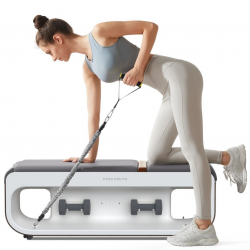 Banca de fitness multifunctionala Xiaomi KingSmith FBB1C, 2 grade de inclinare, Pliabil, 15 accesorii, Alb / Maro