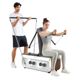 Banca de fitness multifunctionala Xiaomi KingSmith FBB1C, 2 grade de inclinare, Pliabil, 15 accesorii, Alb / Maro
