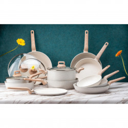 Oliver Voltz Nice OV54419E26CD Skillet with Lid, 26x7 cm, Non-stick coating, Induction-compatible, Cream melange