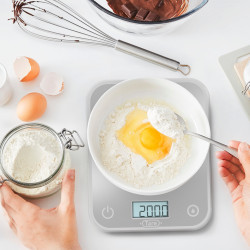 Ζυγαριά κουζίνας Tefal Optiss BC50U4V0, Έως 5 κιλά, ΤΑΡΑ, LCD, Γυαλί, Μεγάλα ψηφία, Ασημί