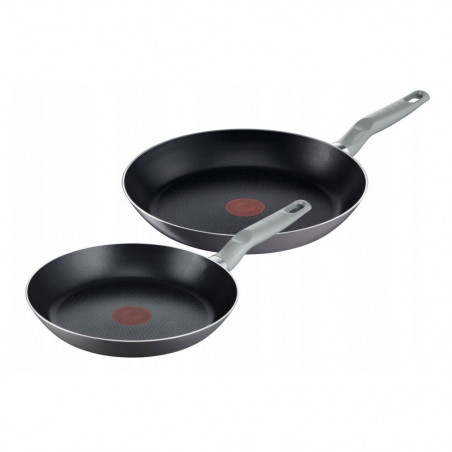 Σετ τηγάνια Tefal B5839153, 2 τεμάχια, 24/28 cm, Τιτανίου επίστρωση, Χωρίς PFOA, Thermo-Fusion, Thermo-Signal, Επαγωγική, Μαύρο