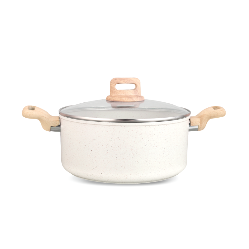 Voltz Nice OV54418E28 Saucepan, 28x11.5 cm, 6.8 L, Marble Finish, Induction, Cream Melange