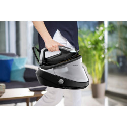 Statie de calcat cu aburi Tefal Pro Express Vision GV9821E0, 3000 W, 9 bar, 1,2 L, 800 g/min, Smart Steam, Sistem anti-picurare si anti-calcar, Calcare verticala, Negru/Gri