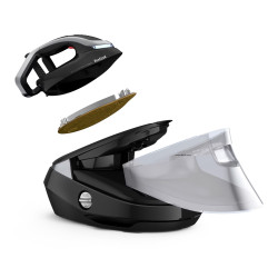 Tefal Pro Express Vision GV9821E0 gőzgenerátor, 3000 W, 9 bar, 1,2 l, 800 g/min, Smart Steam, csepp- és vízkőmentes rendszer, függőleges vasalás, fekete/szürke