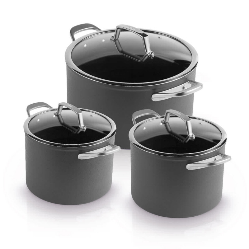 Ninja ZeroStick C33300DE Cookware Set, 6-Piece, Up to 260°C, Non-Stick Coating, PFAS-Free, Glass Lid, Induction Compatible, Black