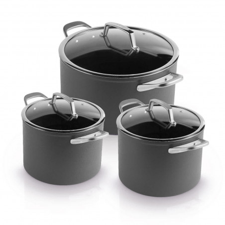 Ninja ZeroStick C33300DE Cookware Set, 6-Piece, Up to 260°C, Non-Stick Coating, PFAS-Free, Glass Lid, Induction Compatible, Black