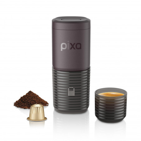 Espressor portabil Wacaco Pixapresso, 20 bari, 210 ml, Cafea macinata si capsule NS/Nespresso, 9000 mAh, Maro