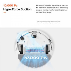 Прахосмукачка робот Roborock Q10 PF, 10000 Pa, 150 мин, 0.35 л, Wi-Fi, Сухо/мокро, Автоматично повдигане на мопа, 360° LiDAR, 3D картографиране, Гласово управление, Бял
