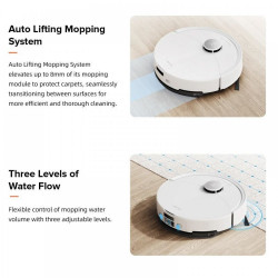 Aspirator robot Roborock Q10 PF, 10.000 Pa, 150 min, 0,35 L, Wi-Fi, Uscat/umed, Ridicare automata a mopului, LiDAR 360°, Cartografiere 3D, Control vocal, Alb