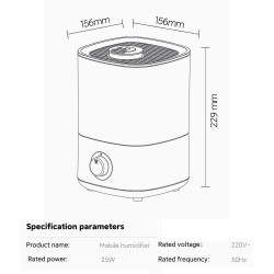 Xiaomi Lydsto F100 Air Humidifier, Up to 20 m², 200 L/h, 2.5 L, 3 Settings, Auto Shut-Off, White