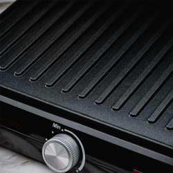 Rosberg R51442M Electric Grill, 2000W, Grill, Non-stick plates (29 x 23 cm), 180°C opening, Stainless steel/black