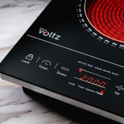 Plita vitroceramica cu infrarosu Oliver Voltz OV51445M, 2000W, Afisaj LED, 5 programe, Negru.