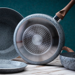 Oliver Voltz Siena OV51319J26CD Skillet with Lid, 26 cm, Deep, Marble Finish, Induction, Gray