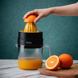 Oliver Voltz OV51164A Citrus Juicer, 30 W, 1.2 L, Two-way action, 2 cones, Black/Orange