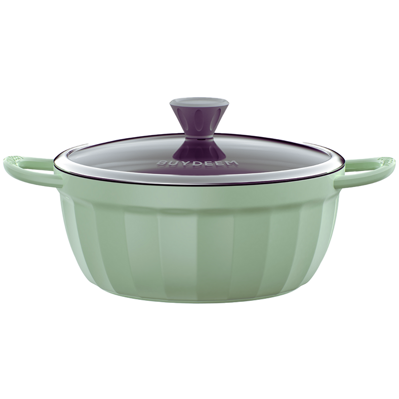 Oală BUYDEEM CP152-CG, 4,5 L, strat antiaderent, încălzire rapidă, compatibilă cu plitele cu inducție, verde