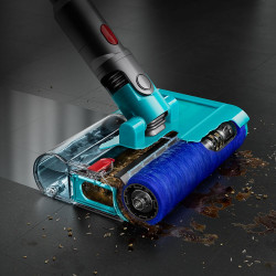 Κάθετη σκούπα Dyson V10 Cyclone Submarine 594446-01, 150AW, 0,76 l, 60 λεπτά, Στεγνό/υγρό, 3 λειτουργίες, Υγιεινή εκκένωση, Root Cyclone™, Νικέλιο/τυρκουάζ