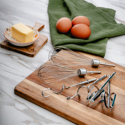 Μίξερ Rosberg R51110K, 300 W, 5 ταχύτητες + Turbo, υποδοχή εξαρτημάτων, λευκό