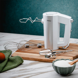 Rosberg R51110K mixer, 300 W, 5 sebességfokozat + Turbo, tartozéktartó, fehér színben