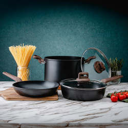 Oliver Voltz Paris OV54419F28 Frying Pan, 28 x 5.5 cm, Heat Sensor, Non-stick Coating, Induction, Black