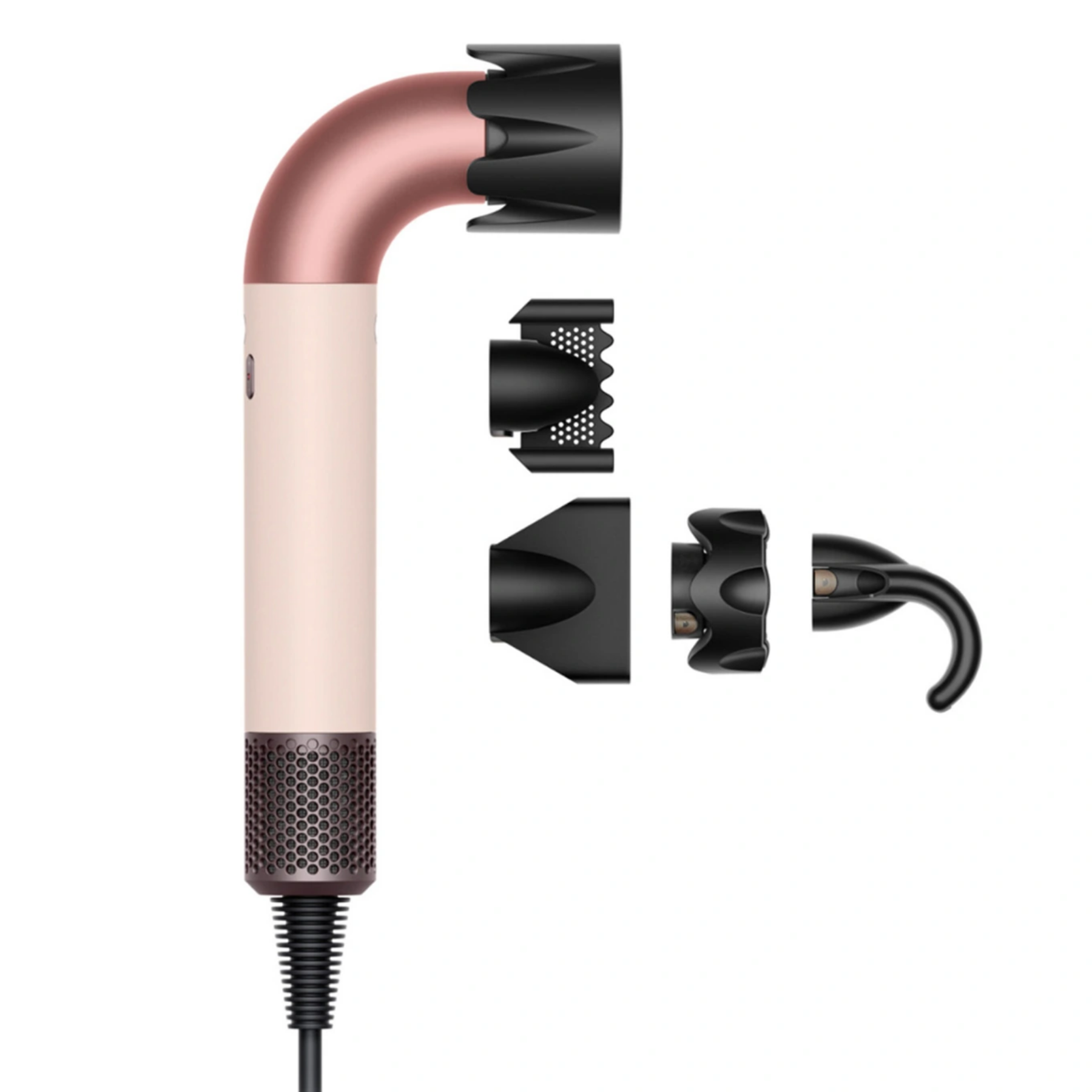 Сешоар Dyson HD17 Supersonic r Ceramic Pink/Rose Gold Straight+Wavy 113332-01, 1700W, 4 интелигентни темп. настройки, 3 скорости, Йонизация, Разпознаване на приставки RFID ...
