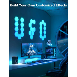 Set of 10 Govee Glide Hexa RGBIC H6061 Smart LED Panels, Music Sync, Wi-Fi, Voice Control, White