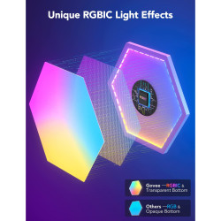 Комплект 10 интелигентни LED панела Govee Glide Hexa RGB IC H6061, Музикална синхронизация, Wi-Fi, Гласово управление, Бял