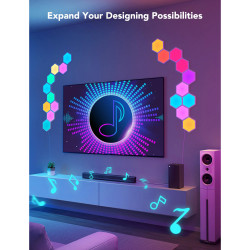 Set of 10 Govee Glide Hexa RGBIC H6061 Smart LED Panels, Music Sync, Wi-Fi, Voice Control, White