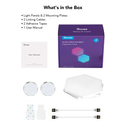 Комплект 10 бр Smart LED панели Govee Glide Hexa RGBIC H6061, Музикална синхронизация, Wi-Fi, Гласово управление, Бял