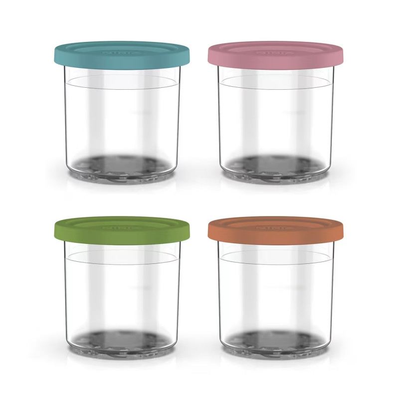 Set recipiente pentru înghetata Ninja Creami XSKPNTLID4EUK, 4х473 ml, Fara BPA, Etanse, Transparent / Multicolor