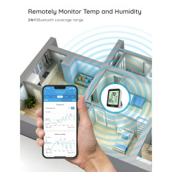 Стаен термометър и хигрометър Govee H5075, Bluetooth, Индикатор за томплинен комфорт, LCD дисплей, Бял