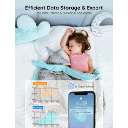 Govee H5179 szobahőmérséklet- és páratartalom-mérő, Wi-Fi, Bluetooth, LCD kijelző, fehér