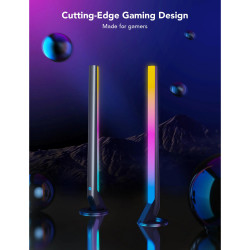 Set 2 Smart LED lampi gamer Govee RGBIC H6047, 24 W, Segmente de culoare adresabile, Wi-Fi, Bluetooth, Govee Home, Negru