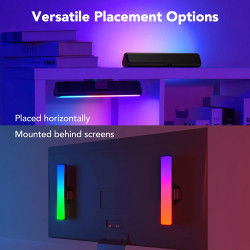 Set 2 Smart LED lampe Govee Flow Plus RGBICWW H6056, 18 W, Segmente de culoare adresabile, Wi-Fi, Bluetooth, Govee Home, Negru