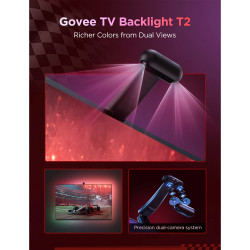 Smart LED banda pentru televizorGovee Envisual T2 RGBIC H605C, 36 W, Segmente de culoare adresabile, Wi-Fi, Bluetooth, Pana la 65", Sincronizare culori, Control vocal, Negru