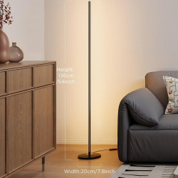 Επίδαυλος λαμπτήρας Smart LED Govee Floor Lamp Basic RGBICW H8076C13, 136 cm, 1000 lm, Wi-Fi, Bluetooth, Matter, Φωνητικός έλεγχος, 58 αποθηκευμένες σκηνές, Μαύρος