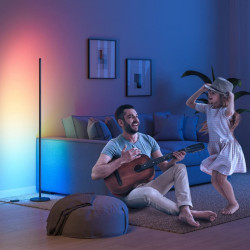 Smart LED lampa pentru podea Govee Basic RGBICW H8076C13, 136 cm, 1000 lm, Wi-Fi, Bluetooth, Matter, Control vocal, 58 scene prestabilite, Negru