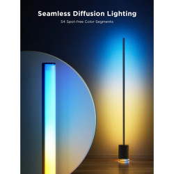 Govee Floor Lamp Pro RGBICWW H6079 Smart LED Floor Lamp, 170 cm, 48W, 2100 lm, 6500K, Wi-Fi, Bluetooth, Govee Home, Black