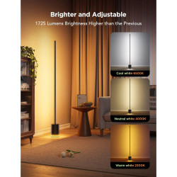 Govee Floor Lamp 2 RGBICWW H607C Έξυπνη λάμπα LED, 152 cm, 30W, 1725 lm, 6500K, Wi-Fi, Bluetooth, Govee Home, Μαύρο