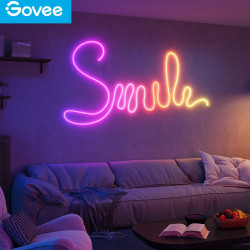 Smart LED лента Govee Neon Rope Light 2 RGBIC H61D5301, 48W, 5 m, 173 lm, Bluetooth, Wi-Fi, Matter, Таймер, Самозалепваща, 420 диода, 11 музикални режима, Бял