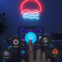 Smart LED lenta Govee Neon Rope Light 2 RGBIC H61D5301, 48 W, 5 m, 173 lm, Bluetooth, Wi-Fi, Matter, Timer, Autoadeziva, 420 diode, 11 moduri muzicale, Alb