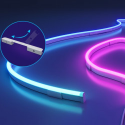 Smart LED lenta Govee Neon Rope Light 2 RGBIC H61D5301, 48 W, 5 m, 173 lm, Bluetooth, Wi-Fi, Matter, Timer, Autoadeziva, 420 diode, 11 moduri muzicale, Alb