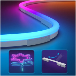 Έξυπνη λωρίδα LED Govee Neon Rope Light 2 RGBIC H61D5301, 48W, 5 m, 173 lm, Bluetooth, Wi-Fi, Matter, Χρονοδιακόπτης, Αυτοκόλλητη, 420 διόδους, 11 μουσικές λειτουργίες, Λευκό