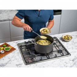 Set oale cu capac Ninja ZeroStick C33300DE, 6 piese, Pana la 260°C, Acoperire antiaderenta, Fara PFAS, Capac sticla, Inductie, Negru