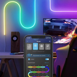 Έξυπνη λωρίδα LED Govee Neon Rope Light 2 RGBIC H61D3301, 36W, 3 m, 173 lm, Bluetooth, Wi-Fi, Matter, Χρονοδιακόπτης, Αυτοκόλλητη, 252 δίοδοι, Λευκό