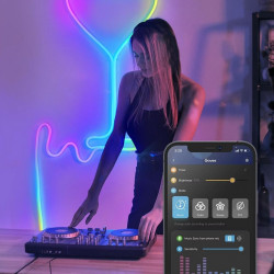 Smart LED lenta Govee Neon Rope Light 2 RGBIC H61D3301, 36 W, 3 m, 173 lm, Bluetooth, Wi-Fi, Matter, Timer, Autoadeziva, 252 diode, Alb