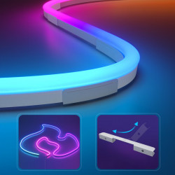 Έξυπνη λωρίδα LED Govee Neon Rope Light 2 RGBIC H61D3301, 36W, 3 m, 173 lm, Bluetooth, Wi-Fi, Matter, Χρονοδιακόπτης, Αυτοκόλλητη, 252 δίοδοι, Λευκό