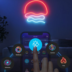 Smart LED lenta Govee Neon Rope Light 2 RGBIC H61D3301, 36 W, 3 m, 173 lm, Bluetooth, Wi-Fi, Matter, Timer, Autoadeziva, 252 diode, Alb