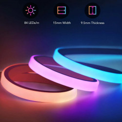 Smart LED lenta Govee Neon Rope Lights RGBIC H61C33D1, 36 W, 3 m, RGBIC, 2500 K, 252 diode, Bluetooth, Wi-Fi, Negru