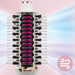 Shark SmoothStyle HT212EU Hair Styling and Drying Brush, 900W, 3 heat settings, 215°C, Ceramic coating, Natural bristles, White/silk